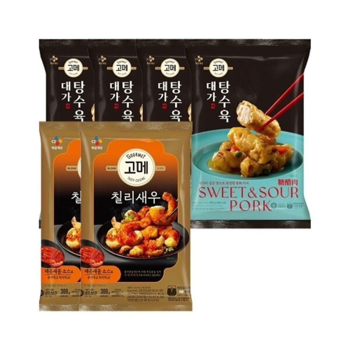 고메 대가 탕수육 390g x4개+바삭탱글한 칠리새우 300g x2개 68,400원