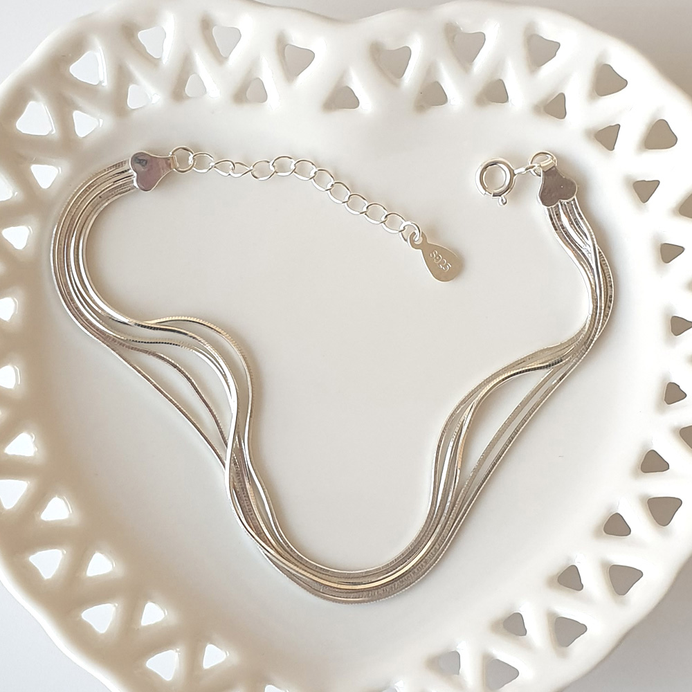 야랑쥬얼리 925 실버 5줄 뱀줄 체인 팔찌 78,100원