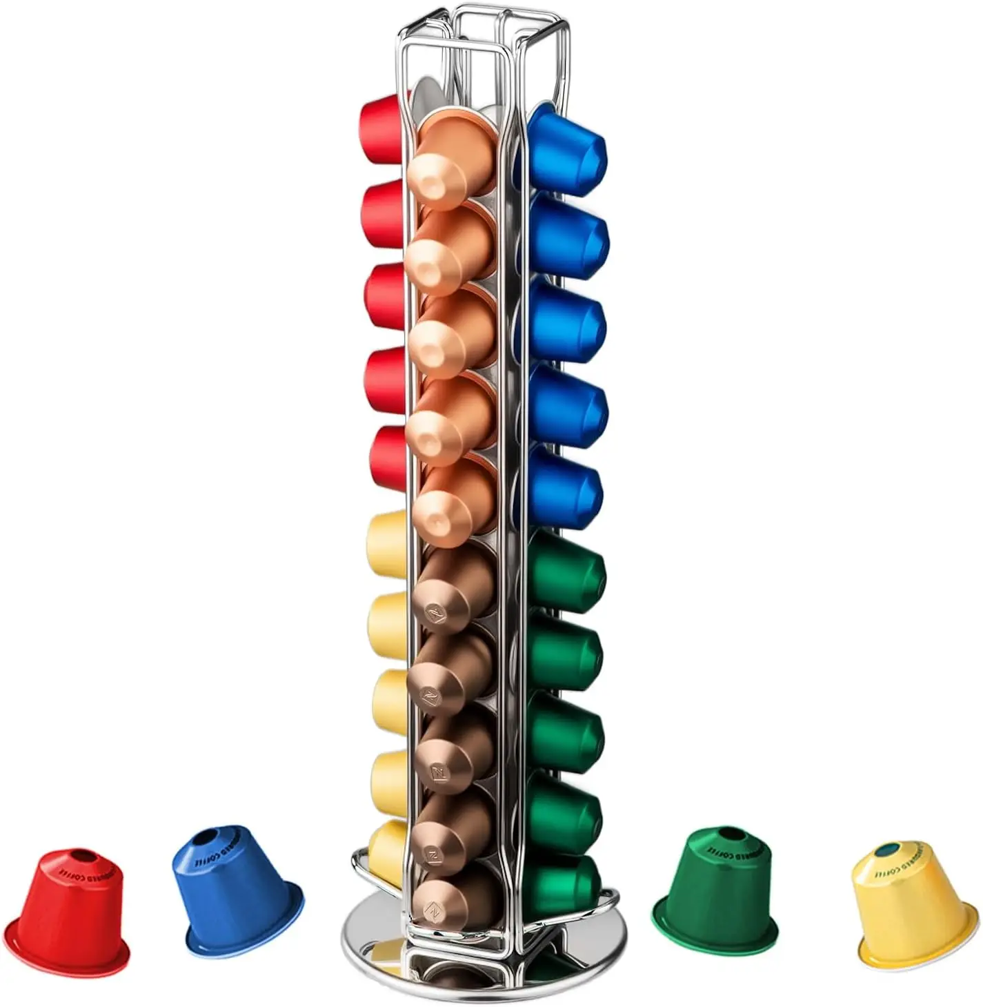 네스프레소 캡슐 360용 커피 포드 홀더 스탠드 ° 40개의 위한 회전식 보관함, 02 실버 62,600원