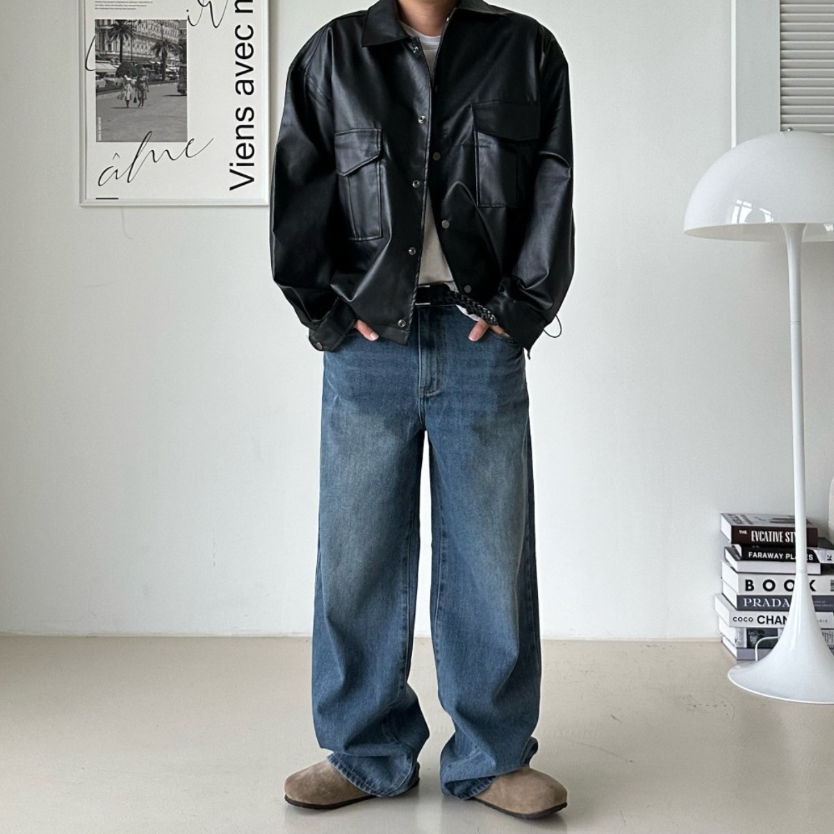 르위 남자 와이드팬츠 연청 데님 캐주얼 팬츠 편한 청바지 29,000원