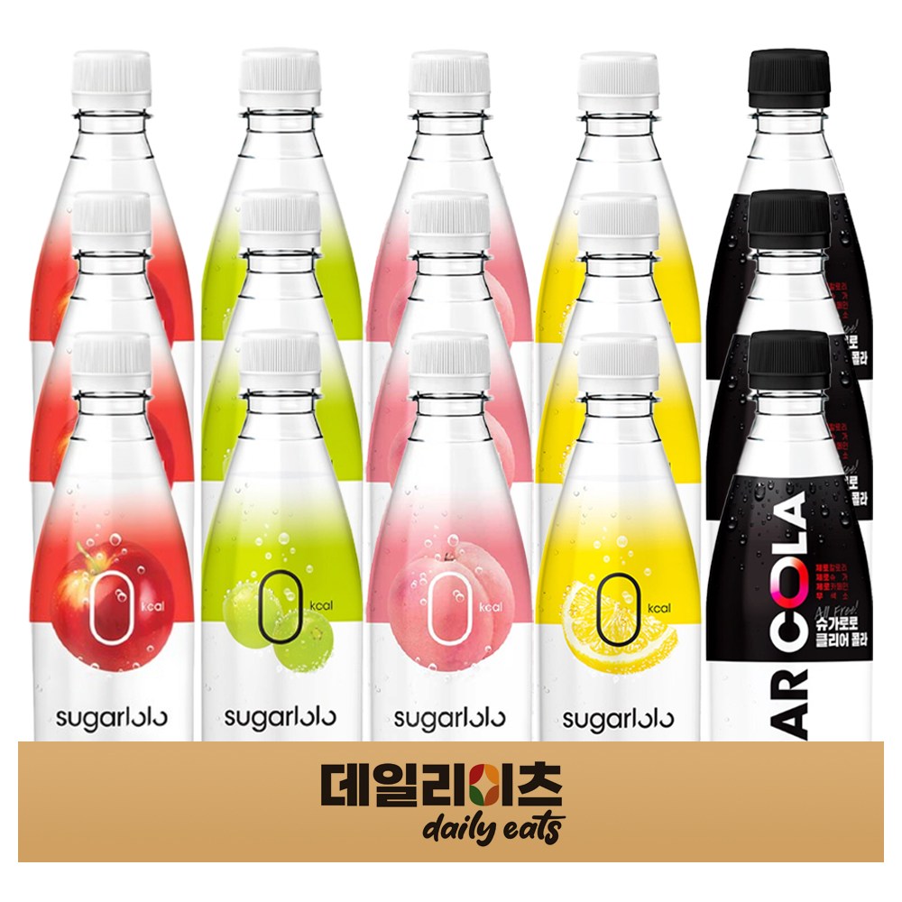 [데일리이츠] 슈가로로 스파클링 제로 탄산음료 5종 3개씩 총 15개 (레몬사이다3 + 사과3 + 샤인머스캣3 + 복숭아3 + 클리어콜라3) 27,770원