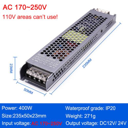AC-DC 12V 24V 변압기 60W 100W 200W 300W 400W 500W LED 전원공급장치 스트립 라이트용 초박형 A/D 변환기 드라이버 220V DC12V DC24V 26,370원