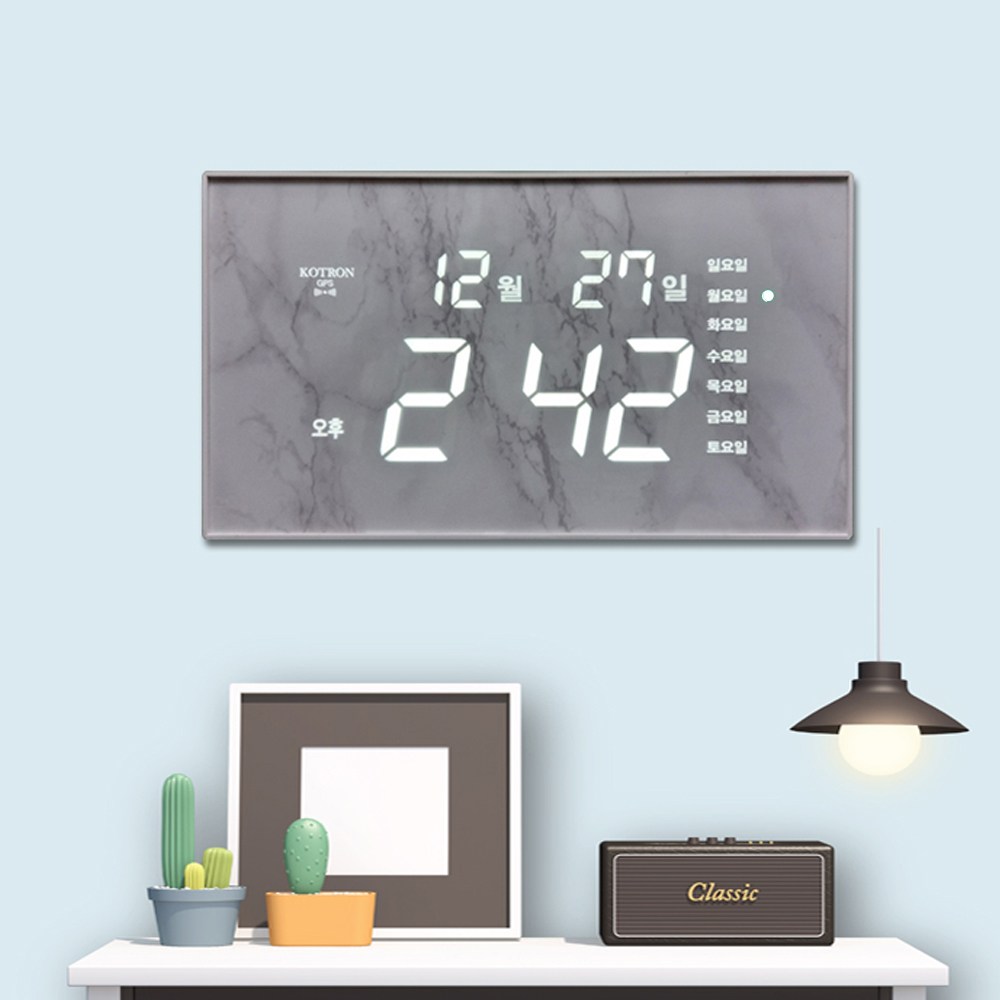 코트론 KMG-7075 마블 / 포세린 패턴 GPS 전파 자동시간 설정 벽시계 109,000원