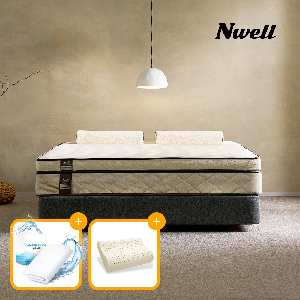 [20%쿠폰+사은품증정] 느웰 시그니처 3모드 천연라텍스 하드 단단한 쿠션 토퍼 매트리스+속커버+겉커버 포함 (슈퍼싱글/퀸/킹) / 리뷰이벤트 469,000원