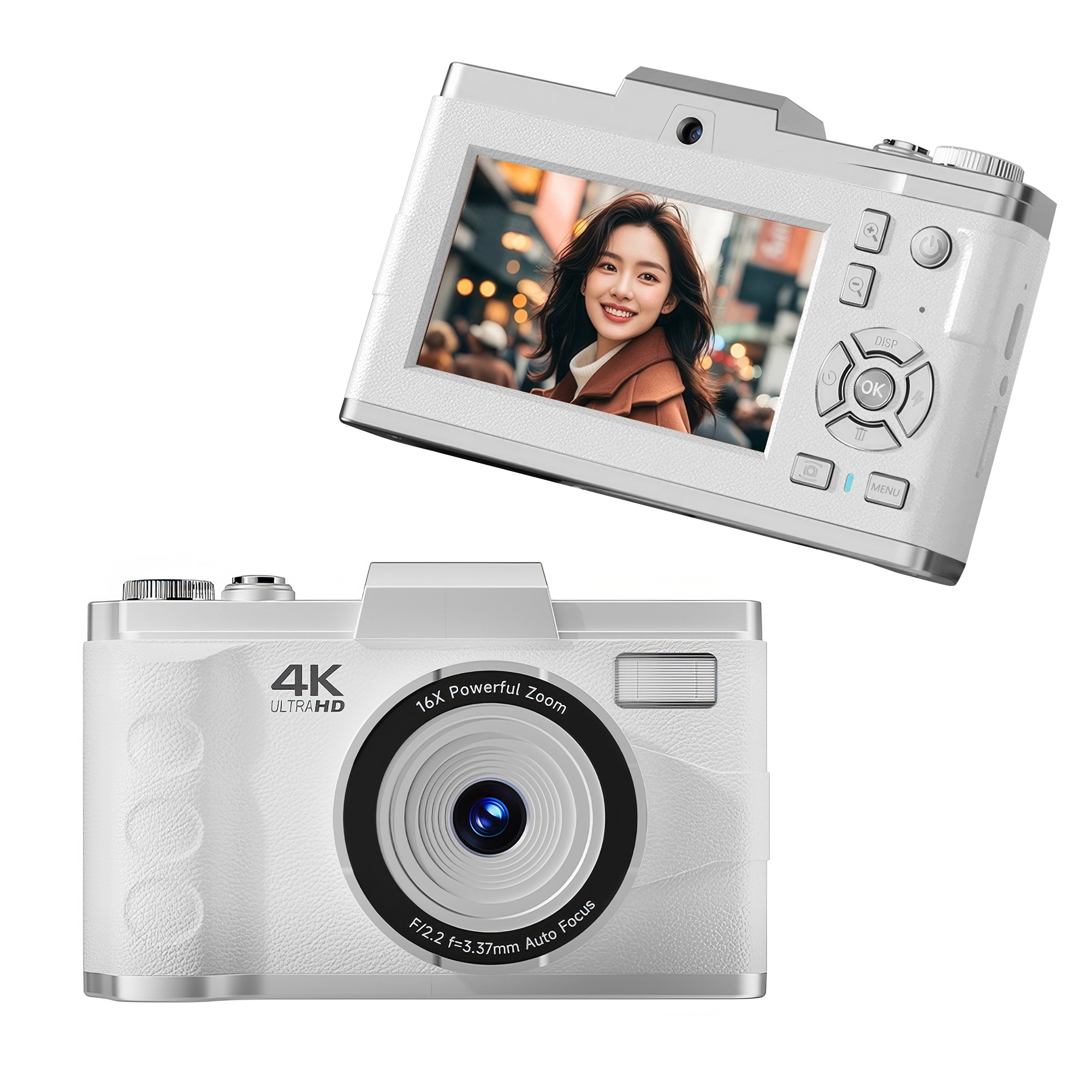 RUNHome 하이엔드 디지털 카메라 6400W 픽셀 여행용 인생+64G메모리카드, 화이트 110,000원