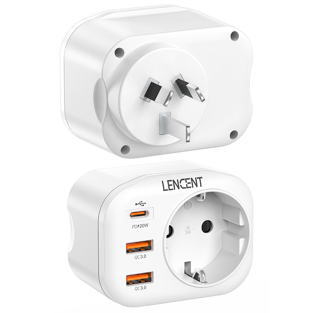 렌센트 USB 고속충전 전세계 여행용 해외 호주/중국 규격 (Type I) 여행 어댑터 3포트 (3 QC3.0+ 1 PD20W)  PA012EUAU1-PD 23,900원