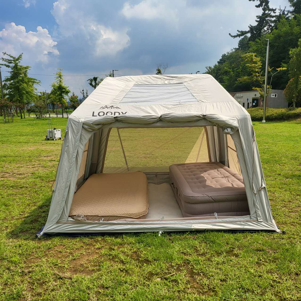 루디 자충 가벼운 에어텐트 초경량 자동설치 TPU창 펌프 내장형 백패킹 피크닉 캠핑 에어텐트 2~3인용 389,000원