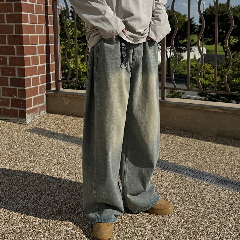머시따 남성용 사이드 턱 벌룬 와이드 데님 팬츠 38,350원