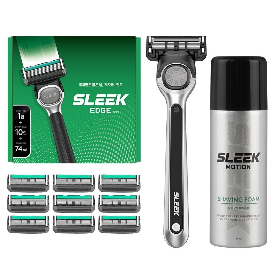 도루코 슬릭 엣지 면도기 세트, 면도기핸들 + 면도날 10p + 쉐이빙폼 74ml, 1세트 34,900원