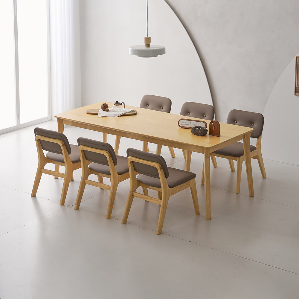 라로퍼니처 라세티 1900 고무나무 원목 패밀리 6인 낮은 식탁 세트 558,000원