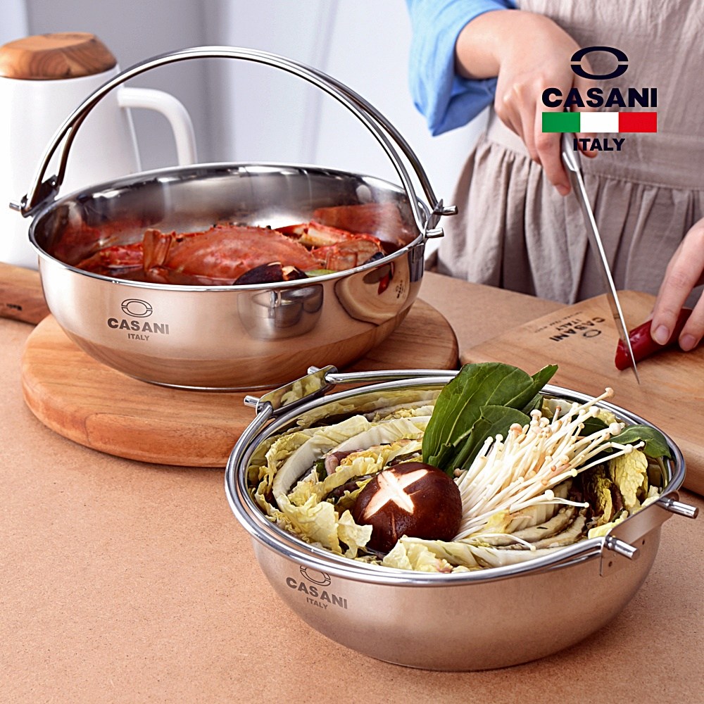 까사니 볼리레 IH 샤브샤브냄비 24cm 오뎅탕 전골 라면 캠핑용 고리 걸이형 스텐 냄비 21,900원