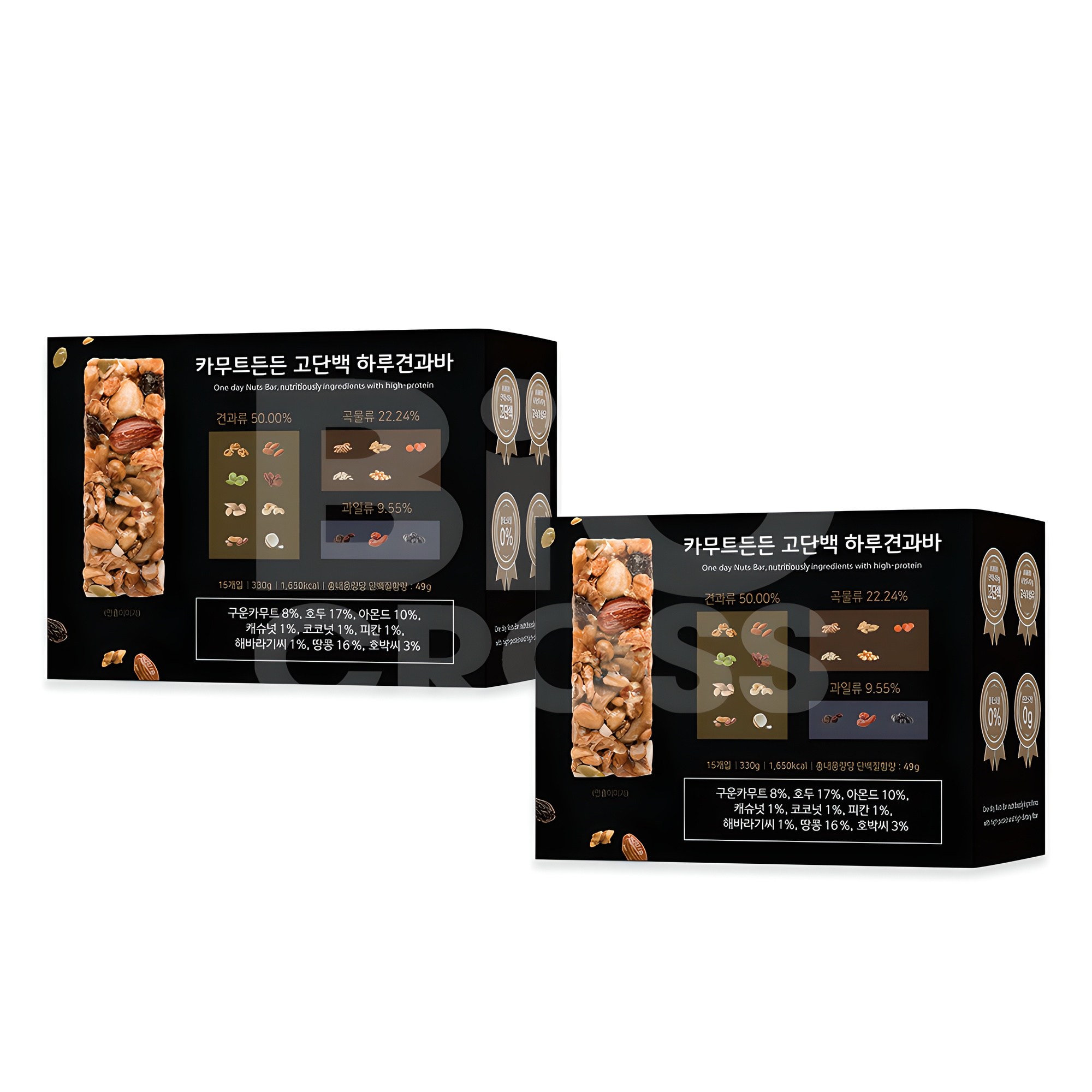 고단백 카무트든든 하루견과바 100% 캐나다 인증 카무트 렌틸콩 프리미엄 견과류 8종 에너지바 단백질바, 2개, 330g 39,900원