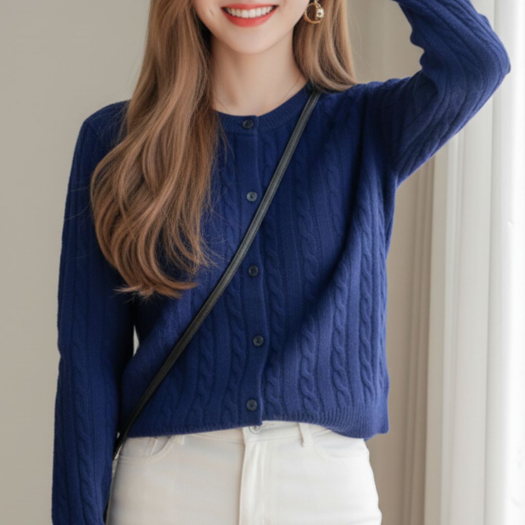 YEON HOME 여성 꽈배기 니트 라운드 가디건 데일리 20,170원