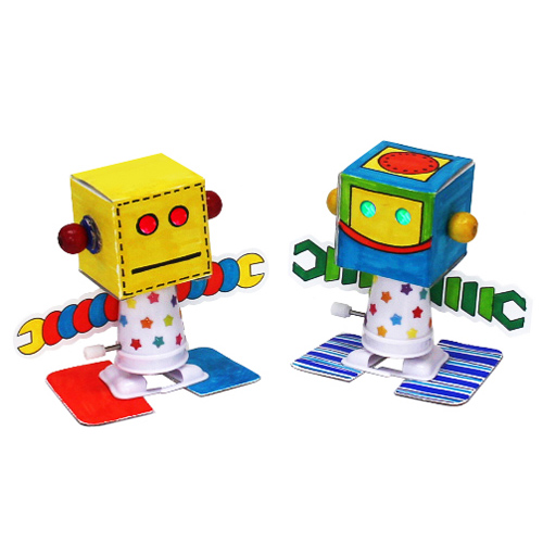 [칼라노리]5인용 불빛 로봇 만들기 세트/로봇 만들기 과학수업/움직이는 로봇 만들기/로봇 과학키트/걸어가는 움직이는 로봇/태엽로봇 만들기, 1개 11,500원