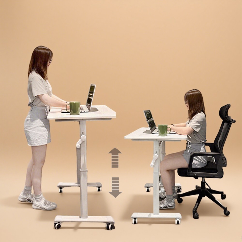 MOOZ 높이 조절 수동 책상 튼튼한 사무용 컴퓨터 테이블 다용도책상, 화이트 78,000원