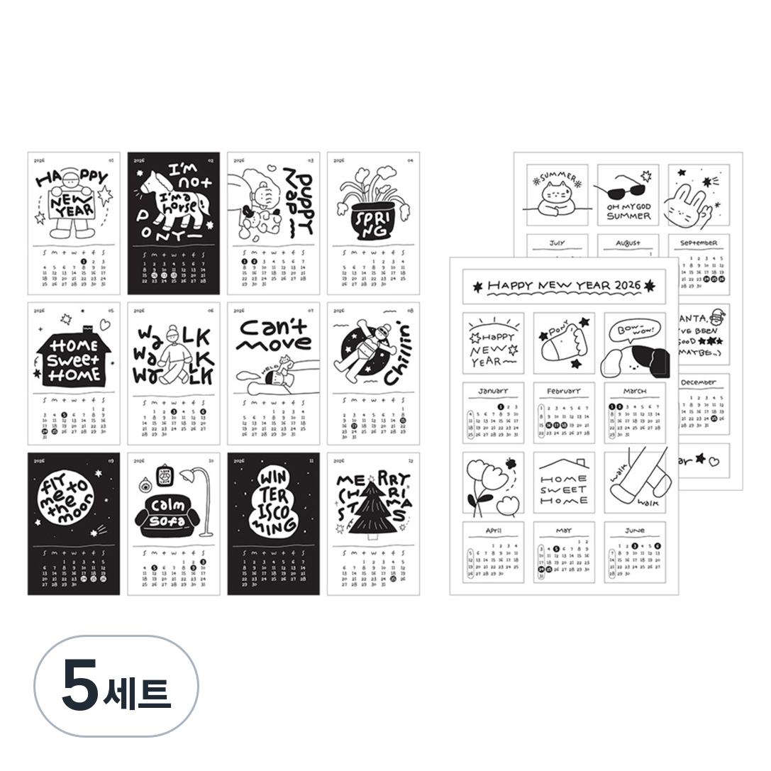 워너디스 365일 카드 달력 12p + 연력 달력 2p 스티커 세트 21,000원