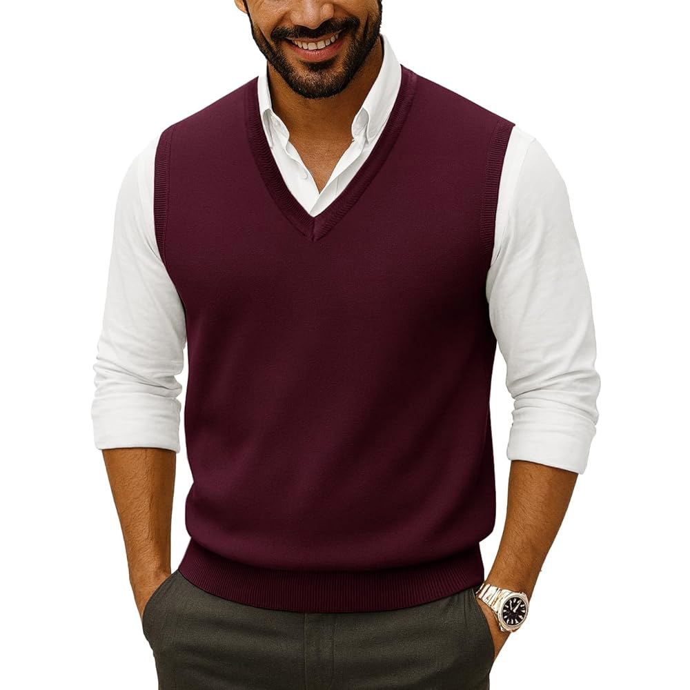 모다 비바 남성 울 스웨터 조끼, 가을 V 넥 스웨터 조끼, 가벼운 민소매 니트 조끼 55,600원