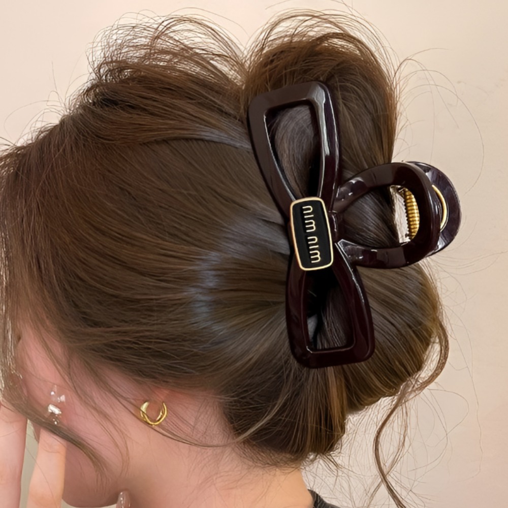 COCOMONSTER 프리미엄 골드 블랙 리본 올림머리 헤어 집게핀 11cm 18,500원