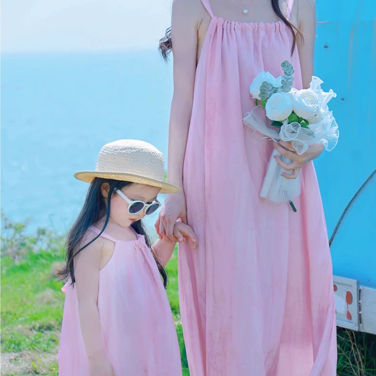 라움리에 엄마랑 딸 모녀룩 커플룩 핑크 나염 여름휴가 바캉스 여름 원피스 35,500원