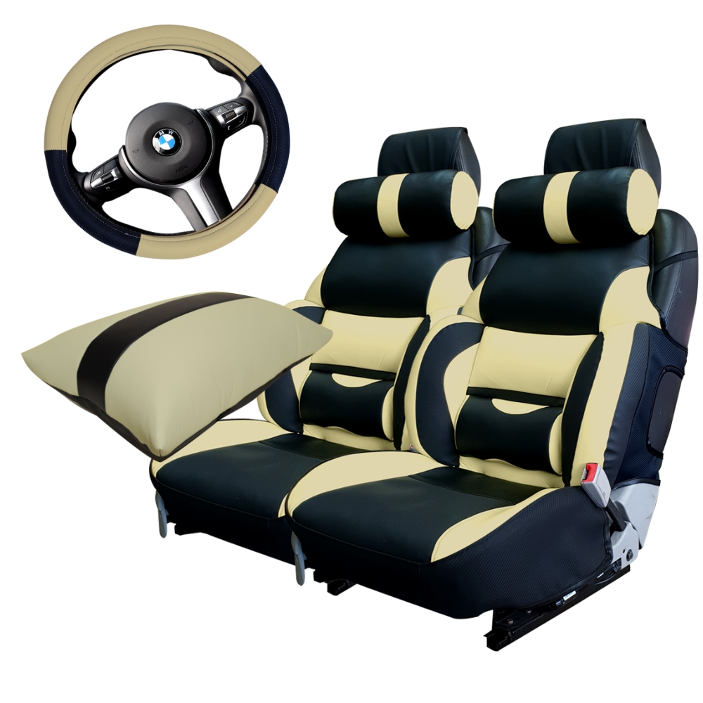 카월드 자동차 리무진 시트커버 2p + 목쿠션 2p + 팔쿠션 + 핸들커버 세트 248,000원