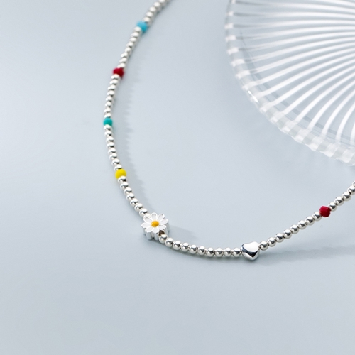 에르모사제이 N090 실버 925 데이지 컬러 비즈 은볼 은 목걸이 89,900원