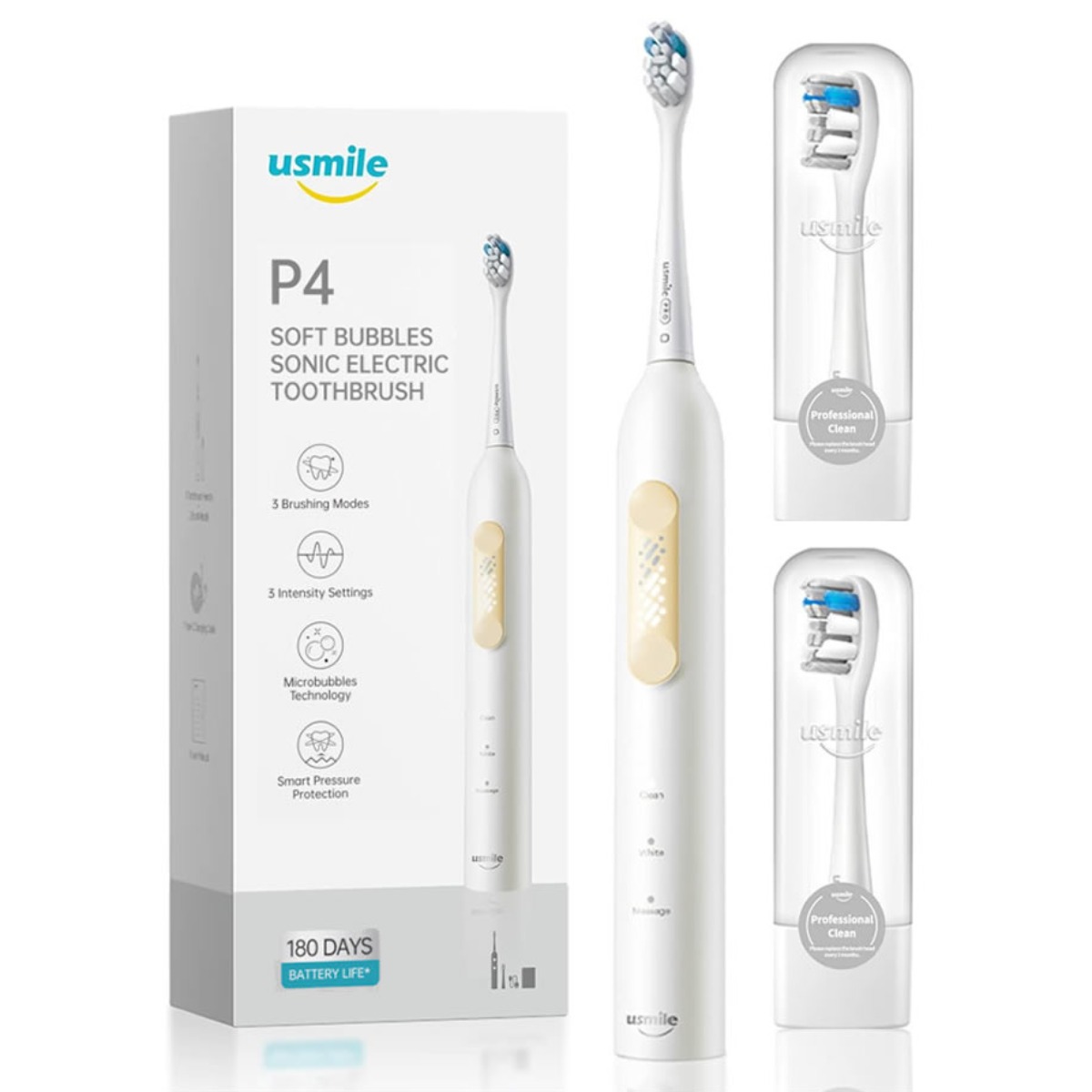 [새해 선물] 유스마일 음파 전동칫솔 P4  1회충전 180일사용 IPX7 방수 칫솔모2개 포함 44,830원