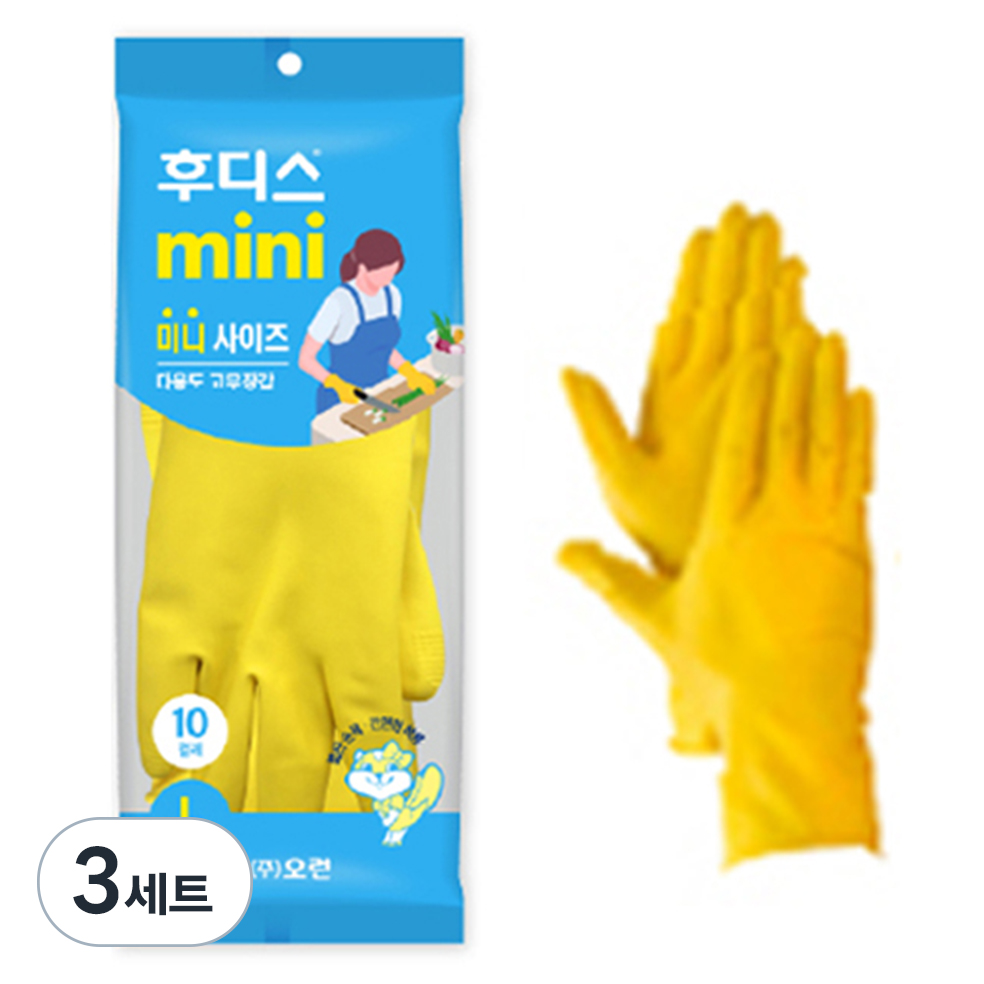 오런 후디스 고무장갑 미니 10P, 노랑, 대(L), 3세트 18,060원