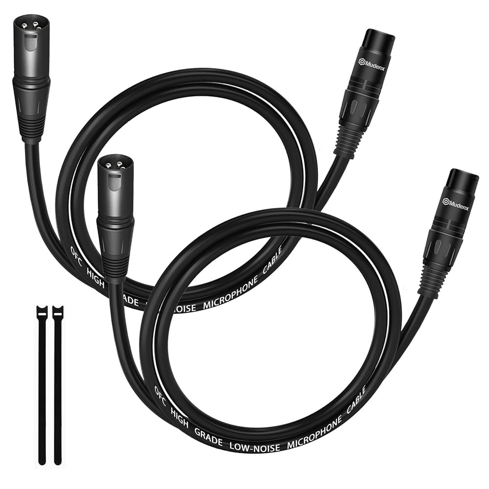 mudenx XLR 케이블 10피트 2팩 마이크 남성부터 여성까지 3핀 내구성이 뛰어난 차폐형 및 프리미엄 밸런스 패치 코드 43,400원
