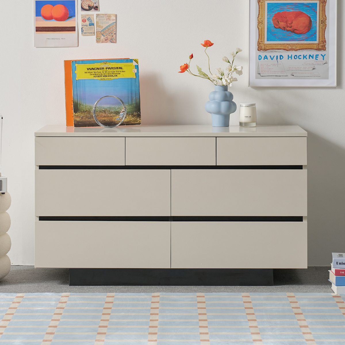 도모디자인 카르테 와이드 3단 서랍장 1200 방문설치, 매트 아이보리, 7개 155,000원