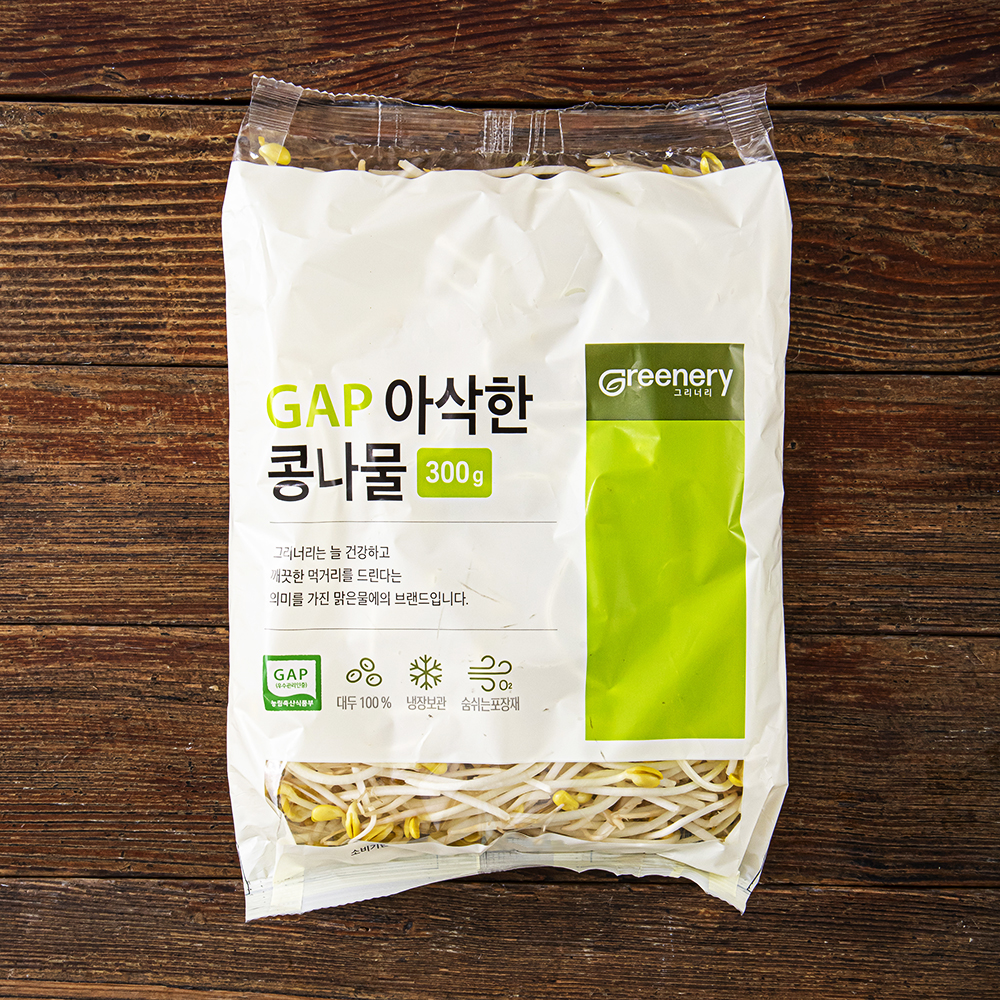 [로켓프레시] 맑은물에 그리너리 GAP 인증 아삭한 콩나물, 300g, 1개 990원