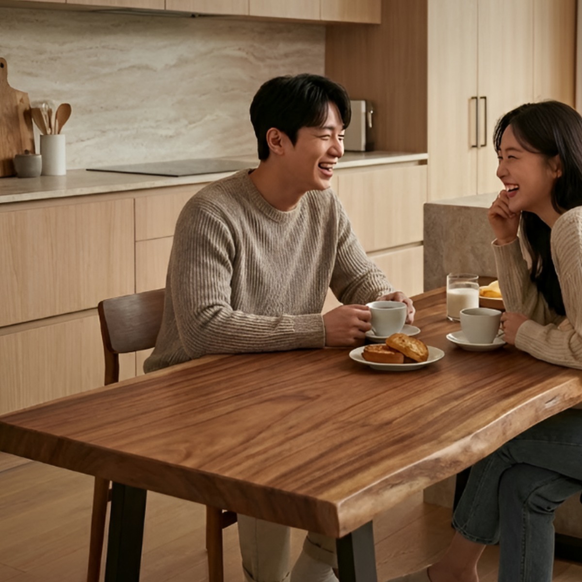 우드프라임 원목 테이블 카페 라운지 서재 거실 식탁 다용도 우드슬랩 통원목 데스크탑 사무실, 1인용, 브라운 389,000원