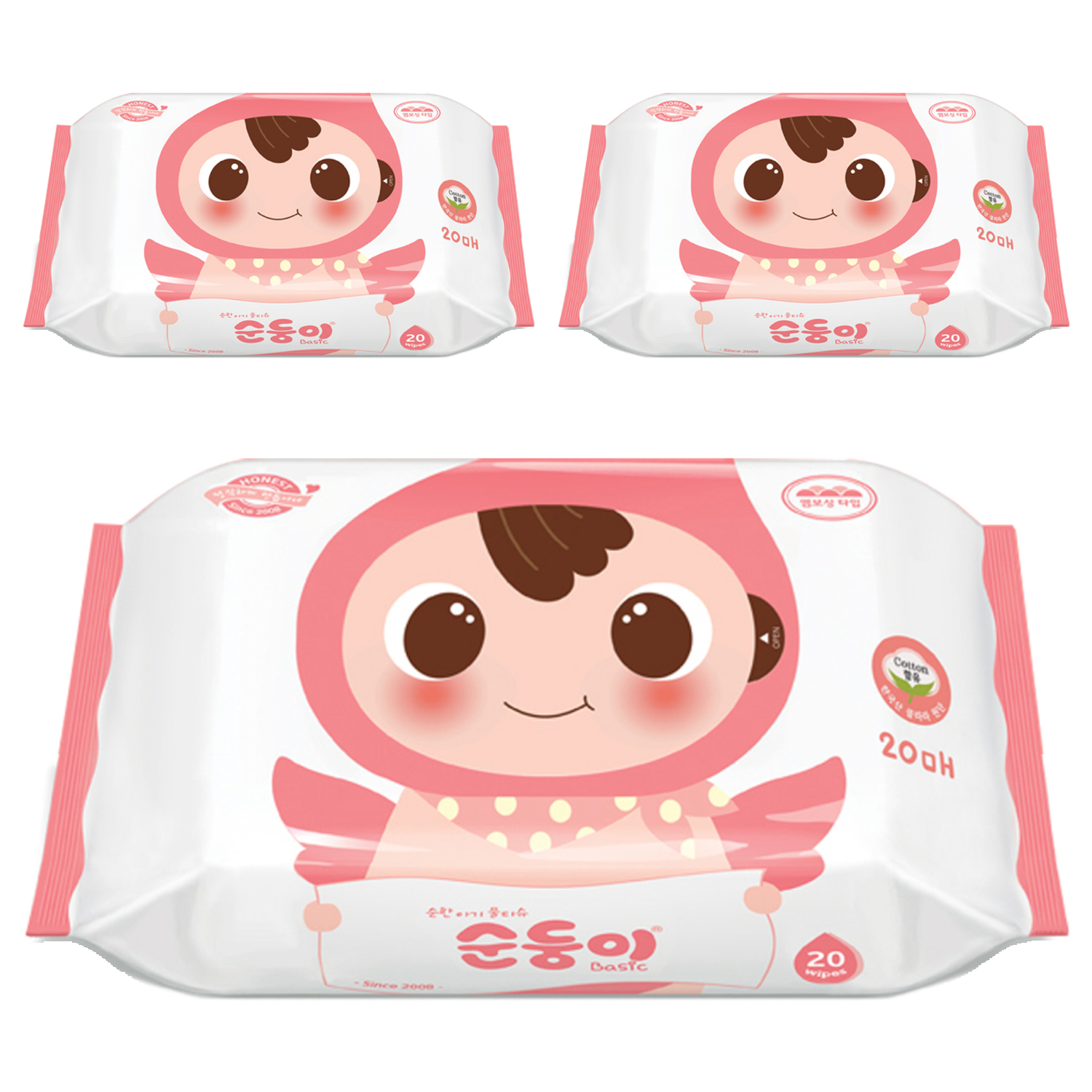 순둥이 베이직 무향 엠보싱 아기 물티슈 휴대 리필형 3,520원