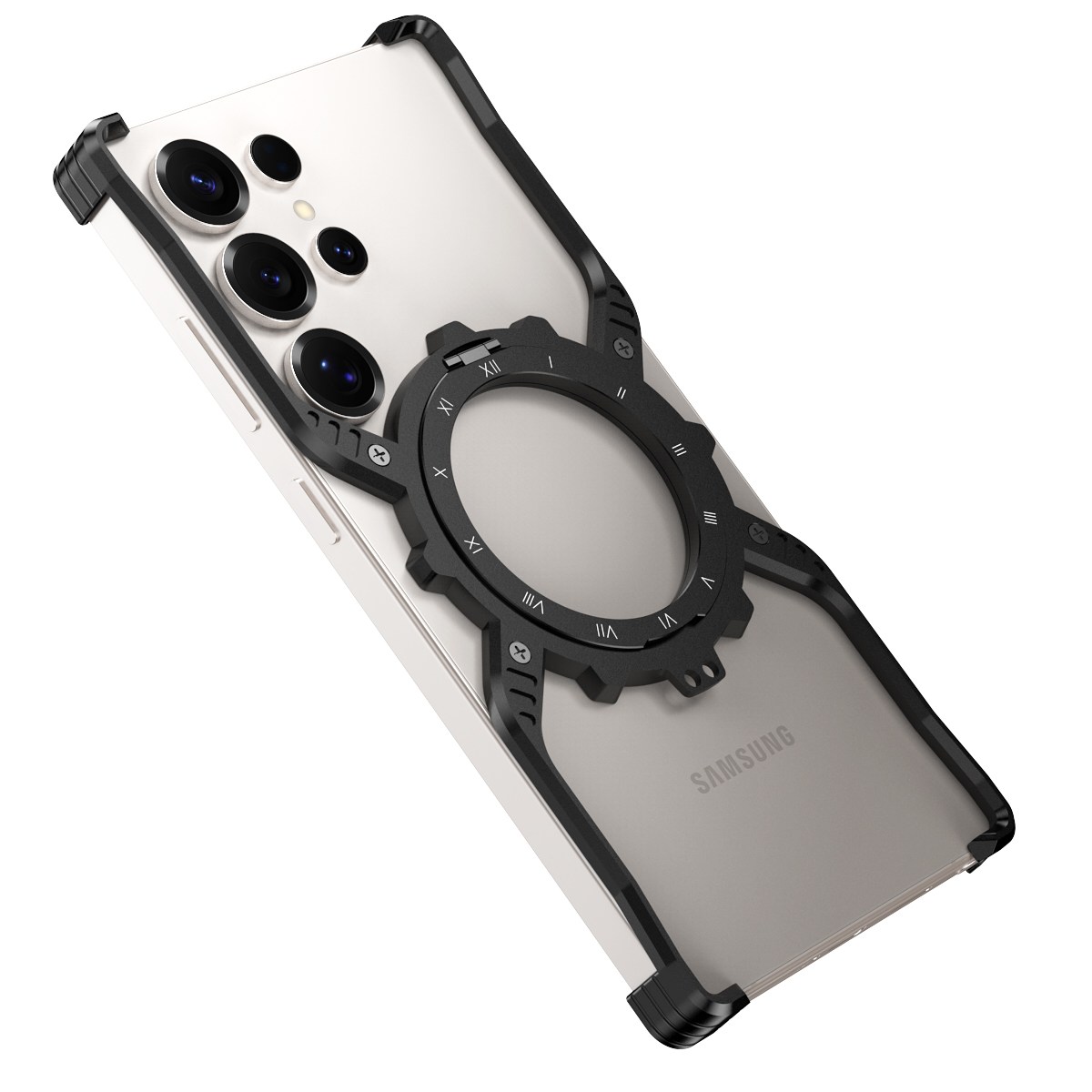 EMEBAY 삼성 갤럭시 S25 울트라 호환 X 모양 알루미늄 케이스 360° 회전 스탠드 모서리 실리콘 보호 차량용 마그네틱 거치대 일체형 47,880원