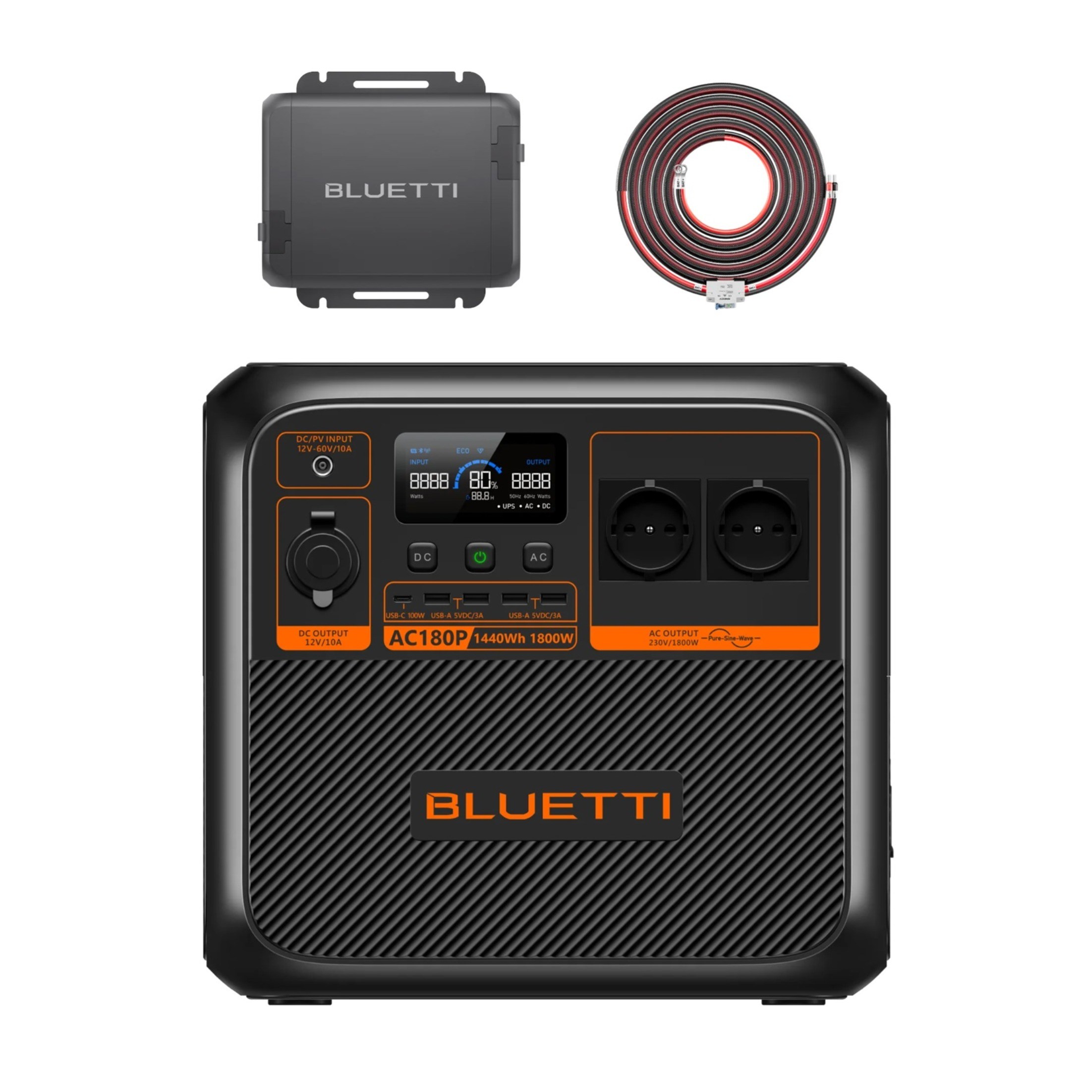 BLUETTI 블루에티AC180P+CHARGER1 1800W 1440Wh 올인원 인산철파워뱅크 주행충전기 세트 1,519,000원
