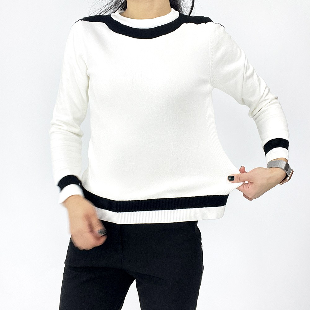 투솜 여성골프니트 방풍골프니트 겨울골프니트 방풍안감 어깨라인배색 니트 여성 배색 울 라운드 긴팔 니트 여자 겨울 골프 기모 68,900원