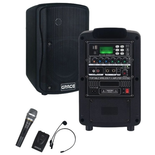 그레이스 블루투스 충전식 이동형 행사용 앰프 EG-116 150W + 유선 마이크 + 무선 마이크 핸드형 272,440원