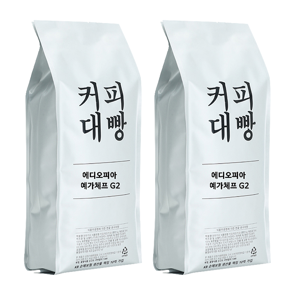 커피대빵 에디오피아 예가체프 G2 싱글오리진 원두커피, 1kg, 2개, 홀빈(분쇄안함) 55,800원
