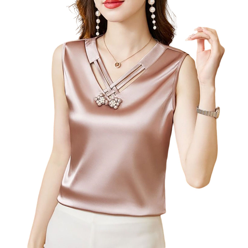 ROYALBELLE 여성 민소매 블라우스 나시 티셔츠 실크 정장코디 여름의류 Y032003 22,300원