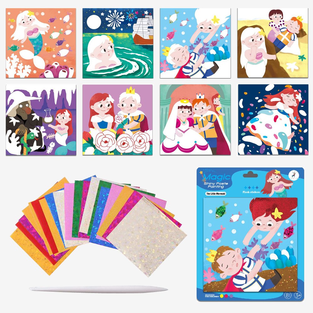 오꿈 포일아트 매직 호일 미술놀이 키트 홀로그램만들기 9종 도안 세트, 인어공주, 1세트 5,500원