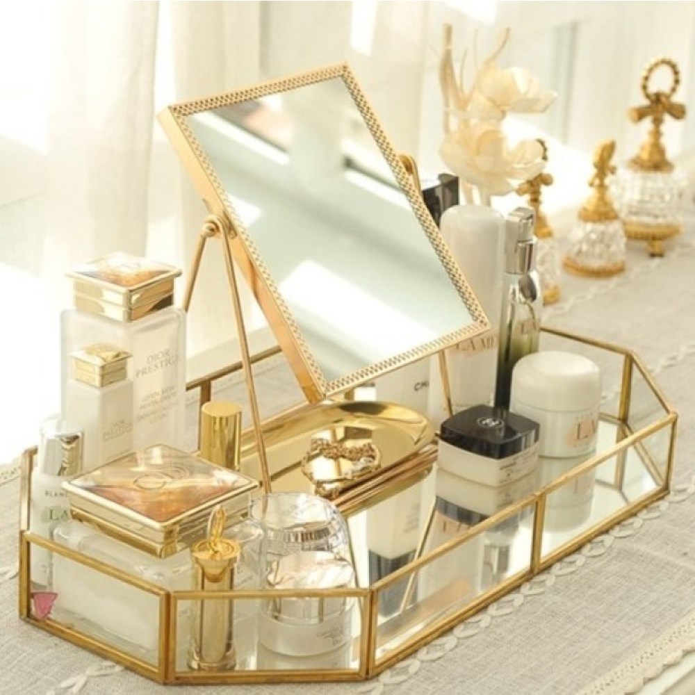 분위기샵 골드프레임 미러트레이 8각형 (3가지 사이즈) 화장품 악세사리 차키 앤틱 정리대 소품정리함 20,900원