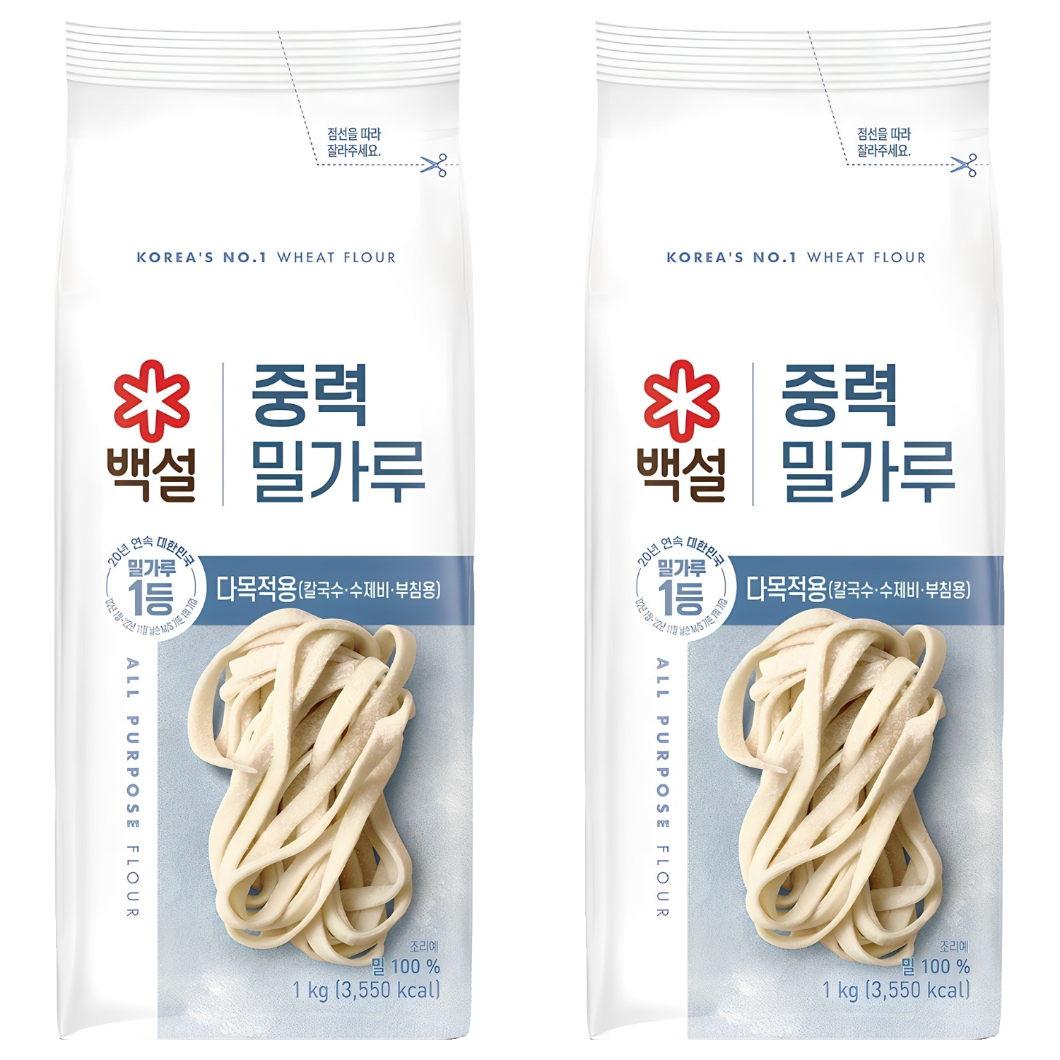 백설 중력 밀가루, 1kg, 2개 3,000원