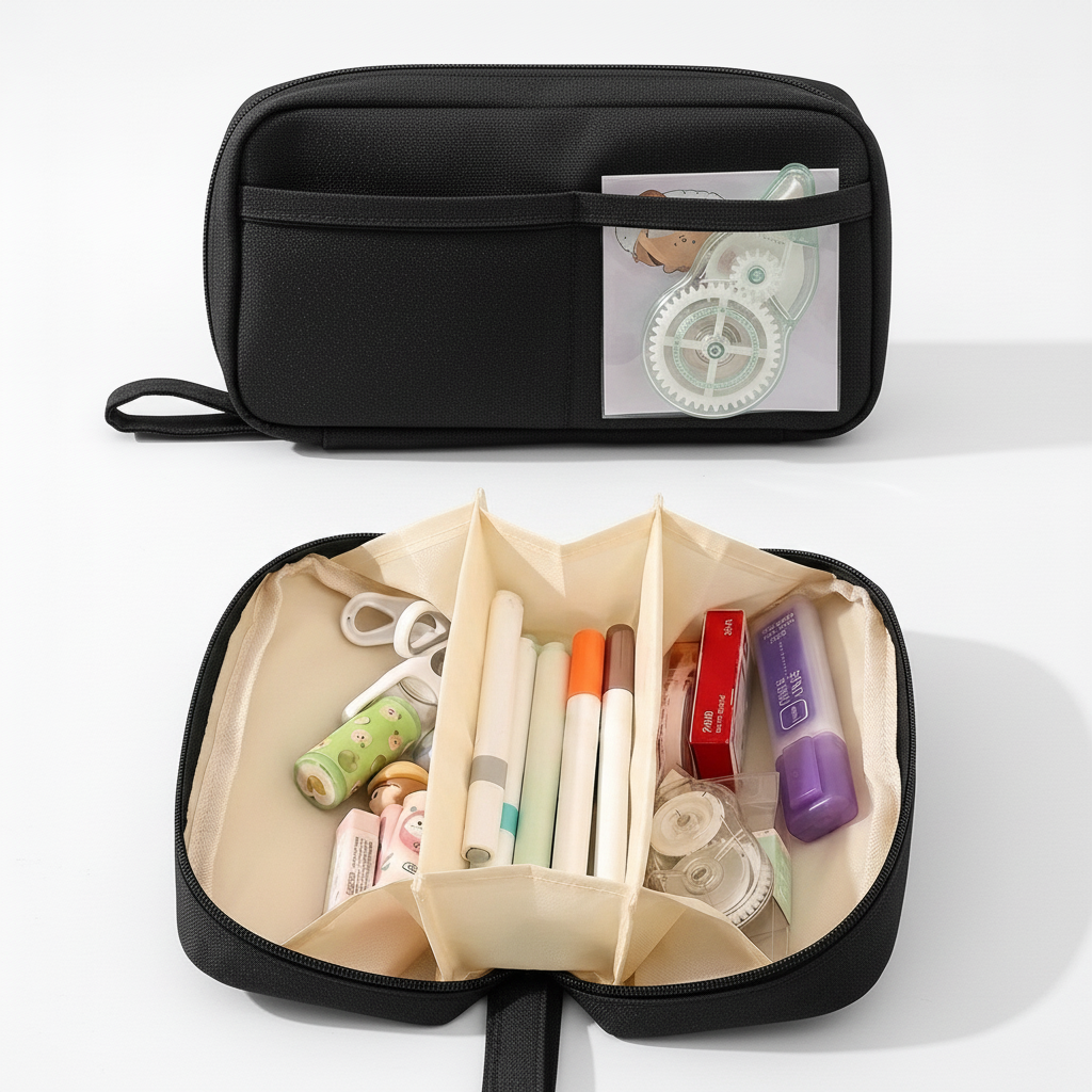 펜룸 중학생 고등학생 대용량 필통 파우치, 1개, 블랙 17,500원