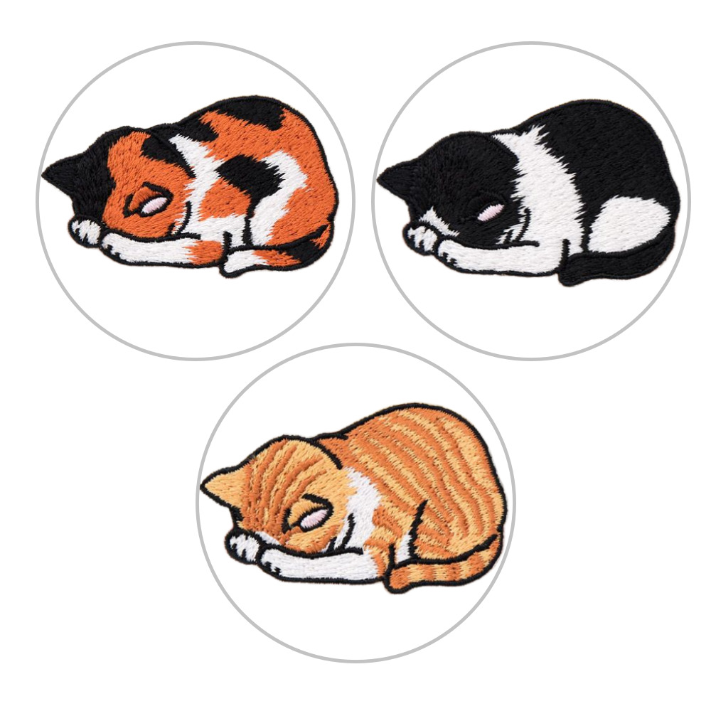 어반살림 귀여운 잠자는 고양이 열접착 자수 와펜 3종 세트, 3개, 혼합색상 10,900원