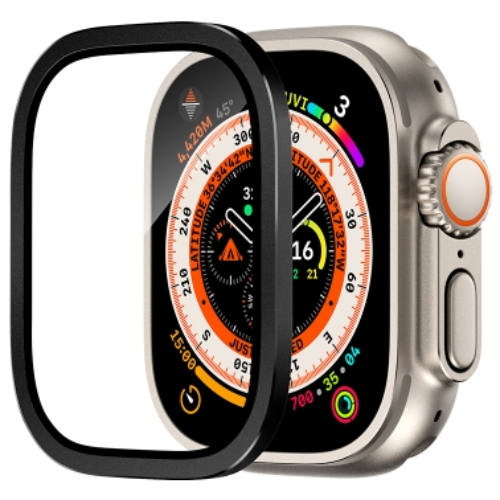 애플워치 울트라 호환 강화유리 보호 필름 일체형 메탈 베젤링 케이스, 블랙 11,900원