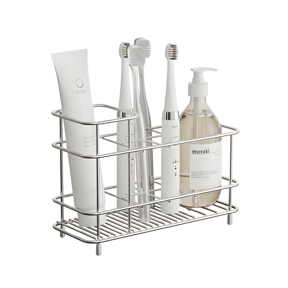 킵틸 스테인리스 전동칫솔 거치대 세면대 칫솔 치약 올인원 수납 정리대, 실버, 1개 9,900원