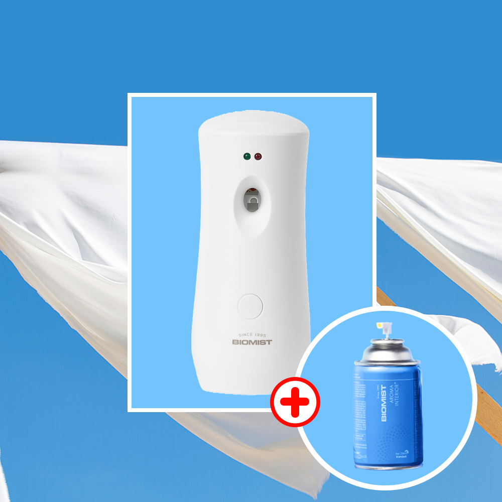 바이오미스트 아로마 화장실 사무실 거실 실내 자동 분사기+ 뉴론드리 방향제, 1세트, 290ml 20,000원