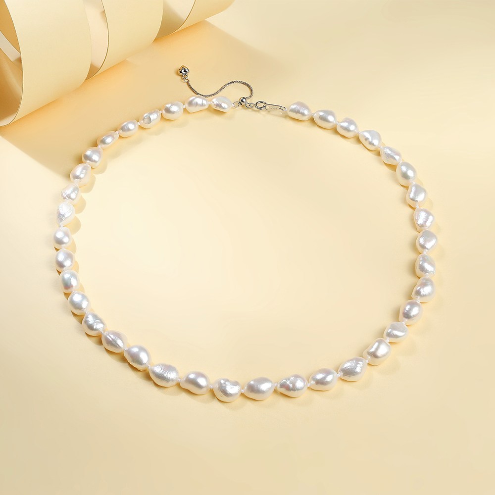 MUFAN 여성용 천연 양식 담수 바로크 진주 목걸이 S925 은 목걸이 클래식하고 패셔너블하며 모든 스타일에 어울림 기념일 선물 고급 기프트 박스 포장 65,800원