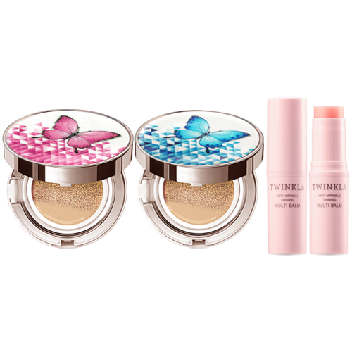 [쿠션15g+쿠션15g+멀티밤10g] 스타일71 60%세럼 [건성 피부 추천] 미스트 쿠션 [17호 21호 23호] 선택, 1개, 나비핑크21호+나비블루21호(건성)+멀티밤 39,900원