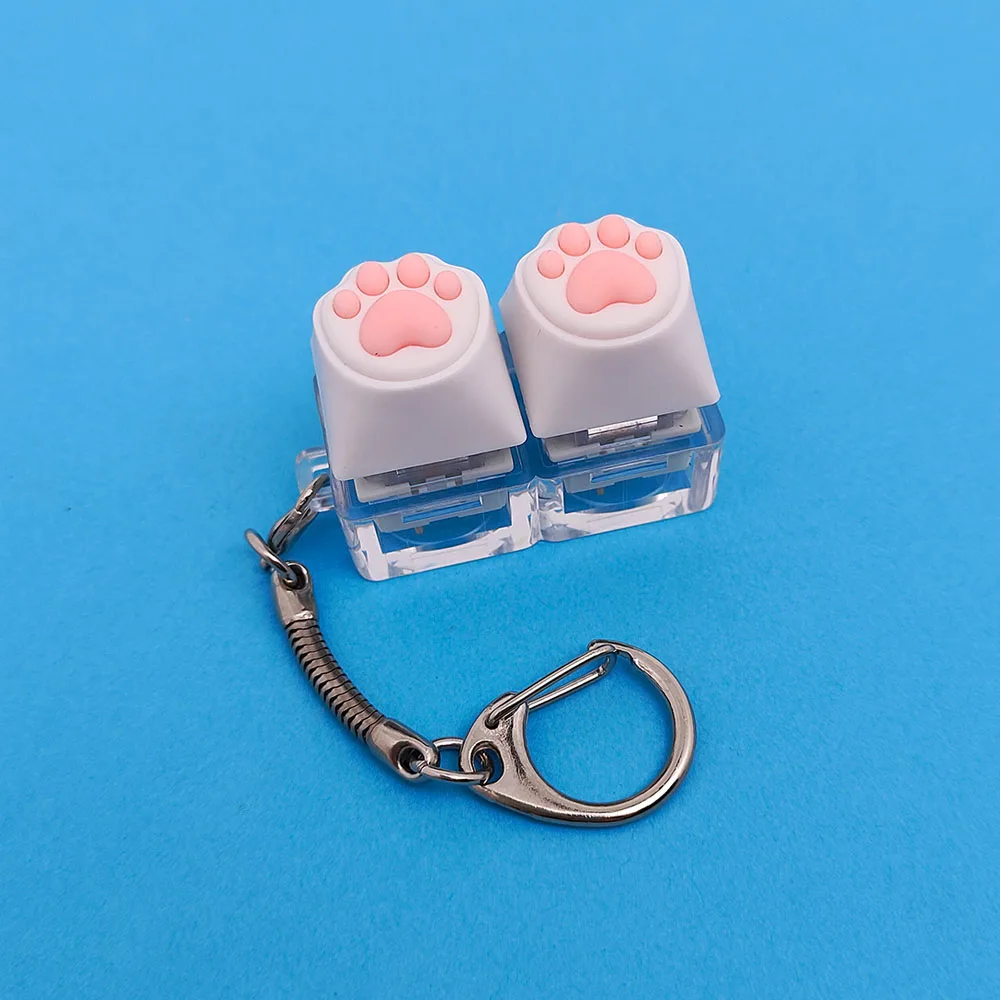 고양이 발바닥 키캡키링 청축 - 스트레스볼 키보드 더피 라부부 LED 열쇠고리 키보드 딸깍이, 1개, 2구 9,900원