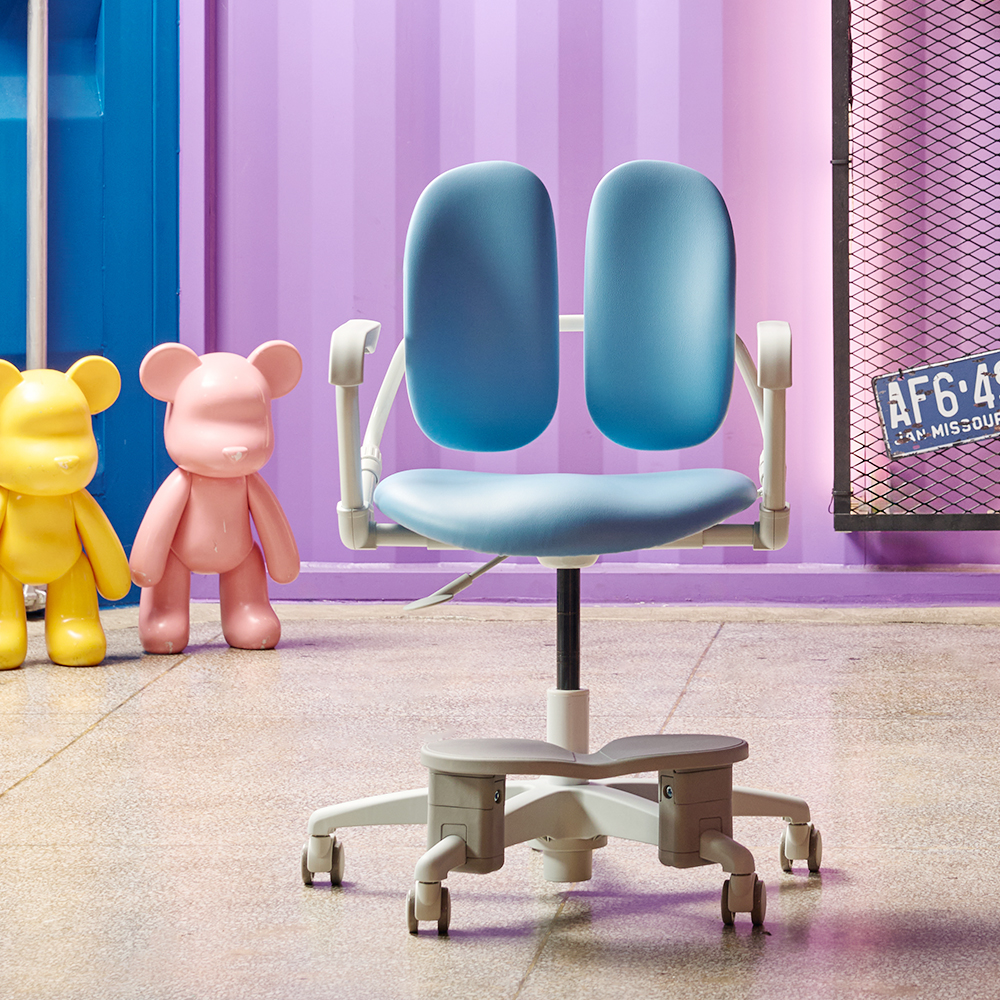 듀오백 아동용 밀키 발받침 + 스탑캐스터 의자 MI-218HSF 방문설치, 마일드 블루 179,000원